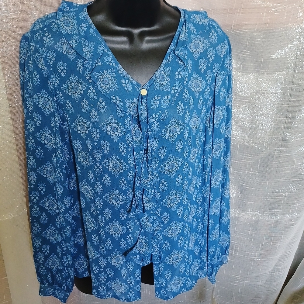 💙Liz Claiborne Boho Button down Blouse Top 💙Size PM